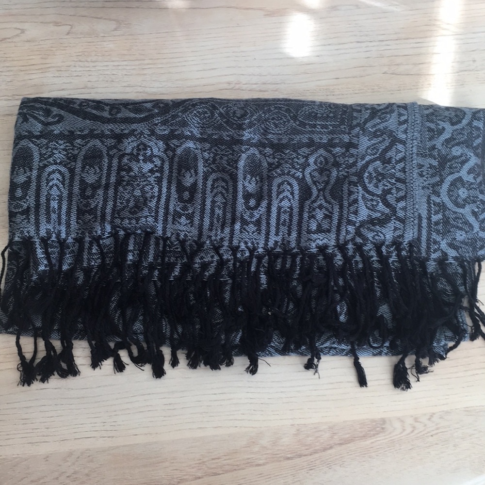 Beautiful black and grey silk scarf